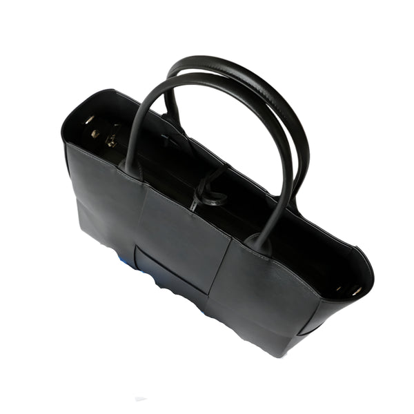 Zwarte Gevlochten Leren Shopper