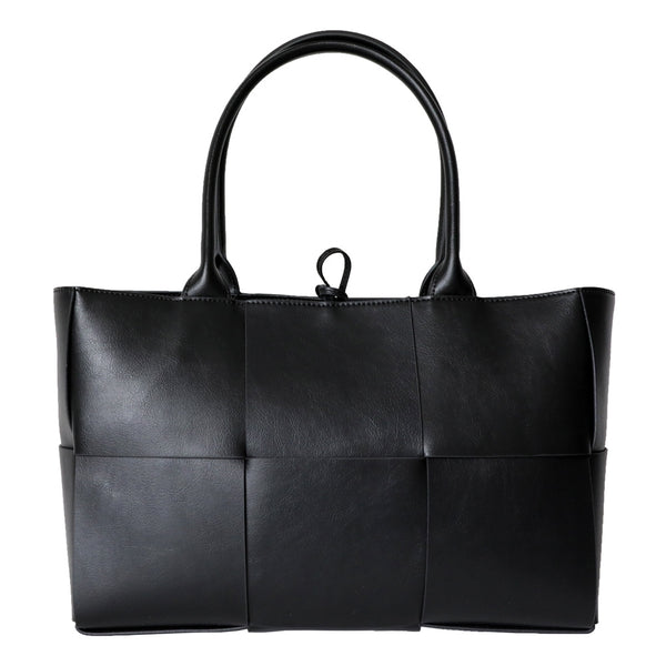 Zwarte Gevlochten Leren Shopper
