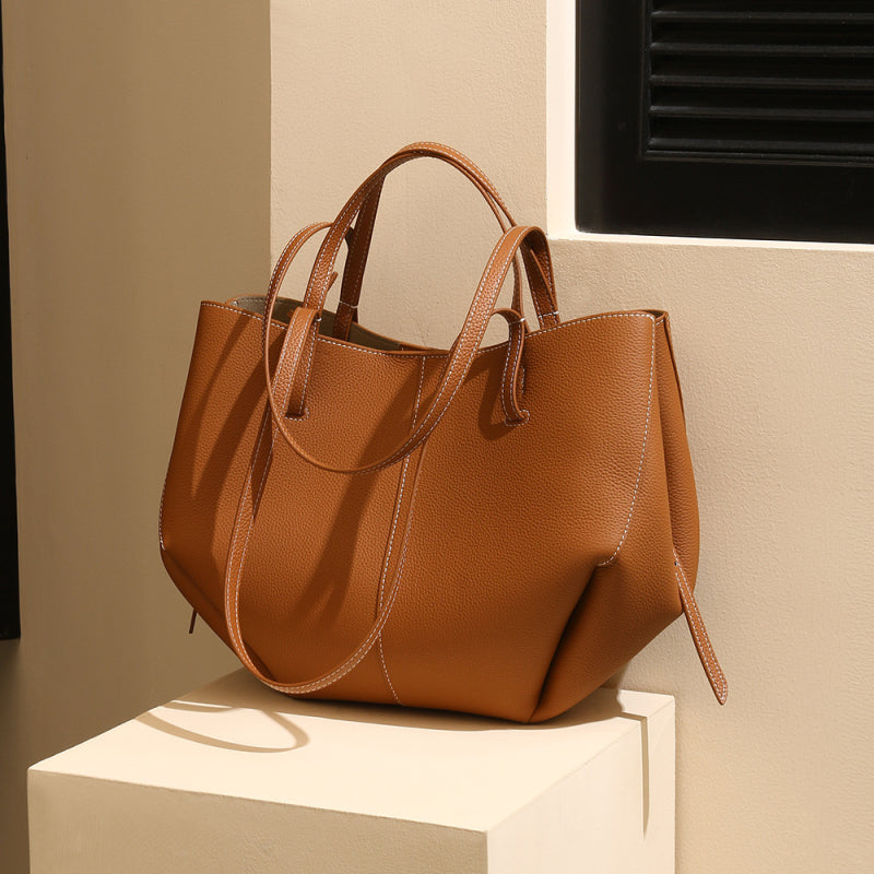 Bruine Leren Shopper